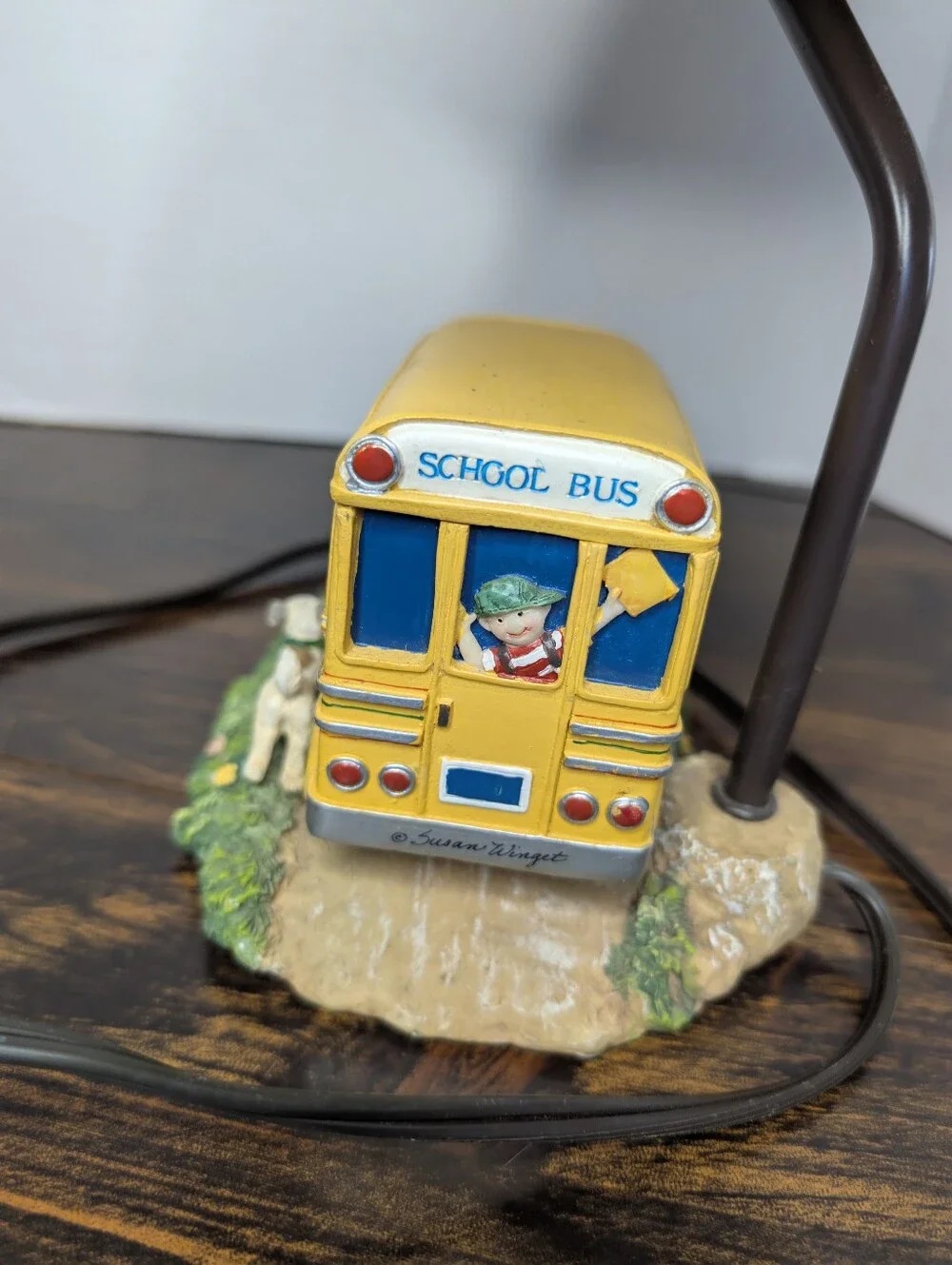 Vintage Susan Winget Children in the Schoolbus Lamp Shade Nursery Decor Working